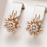 Stunning 14K Gold Filled Shiny AAA Zircon Diamonds Flower Drop Earrings Vintage Jewellery