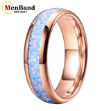 Rainbow Fire Opal Inlay 4/6/8mm Tungsten Carbide  Men Women Comfort Fit Rings