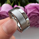 Offset Groove Polished Brushed Finish 6MM 8MM Womens Mens Tungsten Carbide Rings