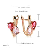14 Karat Rolled Gold Water Drop Pink AAA Zircon Crystals Stud Earrings Fashion Jewellery
