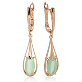 Adorable 14K Rolled Gold Emerald Green Long Drop AAA Zircon Crystal Earrings