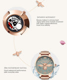 Elegant Luxury 3D Engraved Bee Dial Ladies Watch Rose Gold Plated 31mm Classic Casual Dress Watch with Bracelet Set