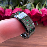 Beveled Polished Carbon Fiber  6MM 8MM Men Women Classic Tungsten Wedding Rings