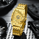 New Arrival Triangle Design Golden Waterproof Stainless Steel Men Sports Quartz Watches - Popular Choice