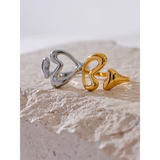 18K Gold Plated Stainless Steel Heart Love Hollow Minimalist Ring