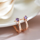 Amazing Glossy Geometric Purple Rolled Rose Gold of 14-Karat Purity AAA Zircon Crystals Drop Earrings