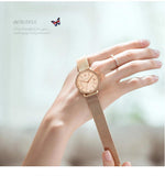 New Elegant Luxury Zircon Diamonds Quartz Movement 34mm Stainless Steel Mesh Leather Strap Casual Fashion Wristwatch
