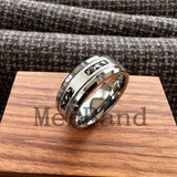 Black Silver Cubic Zirconia Stones Inlay 8mm Mens Womens Wedding Tungsten Ring