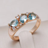 14 Karat Gold Filled New Blue AAA Zircon Crystal Vintage Ethnic Geometry Ring for Women