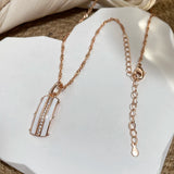14K Filled Gold White Enamel  AAA Zircon Diamonds Full Paved Glossy Pendant Necklace