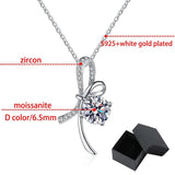 Bow-knot Sparkling White Gold Plated 1ct D Color Moissanite Diamond Necklace for Women - Fine  Jewellery - The Jewellery Supermarket