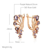 Graceful 14K Filled Gold Purple AAA Zircon Crystals Butterfly Drop Earrings