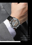 Luxury Brand New Fashion Original Skeleton Leather Strap Automatic Mechanical Wrist Watches for Men