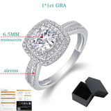 Fabulous 6.5mm VVS1 D Colour Moissanite Diamonds Square Silver Wedding Ring