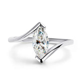 New Design 1CT Marquise Cut VVS1 D Colour Moissanite Diamond Solitaire Silver Ring