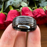 Grooved Stepped Finish 4 Colors 8mm Men Women Tungsten Satin Wedding Rings