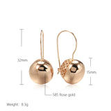 14 Karat Rolled Gold Big Glossy Ball Drop Simple Trendy Dangle One Touch Earrings