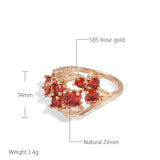 14 Karat Gold Filled Red Shiny AAA Zircon Crystal Elegant Vintage Rings For Women