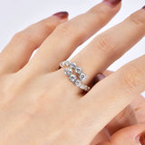 12 Stone 1.56cttw Sparkling Moissanite Twist Shank Silver Moissanite Engagement Rings