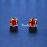 VVS1 Sterling Silver White Pink Yellow Red Orange Moissanite Diamonds Stud Earrings