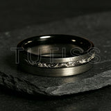 Black Meteorite Offset groove Brushed Finish 6/8mm Tungsten Carbide Couple Rings