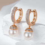 14 Karat Gold Filled Luxury New Unique Pearl AAA Zircon Diamonds Drop Earrings for Women