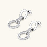 Awesome 14KGP Round D 1.5mm Moissanite Diamonds Drop Stud Earrings - Silver Link Chain Earrings Fine Jewellery - The Jewellery Supermarket