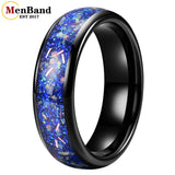 True Blue Galaxy Opal Inlaid Dome Polished 4MM 6MM 8MM Tungsten Men Women Rings