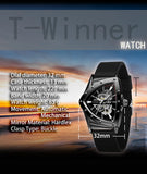 High Range Automatic Mechanical Watches Luminous Luxury Tourbillon Gold Rubber Strap Triangle Skeleton Wristwatches