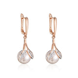 14 Karat Gold Filled AAA Zircon Diamonds White Big Pearl Long Drop Luxury Earrings