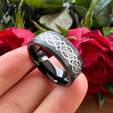 Laser Engraved Pipe Cut Brushed Finish 6MM 8MM Tungsten Wedding Men Women Rings