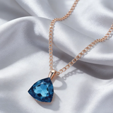 14K Rolled Gold Blue Big AAA Zircon Crystal Unique Fashion Pendant Necklace For Women
