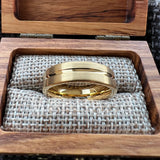 Flat Brushed Polishing Center Groove 6mm Wedding Engagement Gold Tungsten Rings