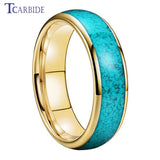 Turquoise Domed Polished Finish 4/6/8MM Tungsten Engagement Wedding Rings