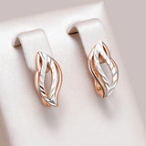 14 Karat Gold Filled Two tone Fashion Glossy Hollow Leaves Dangle Vintage Earrings