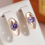 New Arrival French Design Bling 14K Rolled Rose Gold AAA Purple Zircon Crystals Earrings - Glossy Party Jewellery