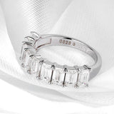 Stunning 3*5mm 0.5CT Emerald Cut Moissanite Diamonds 1/2 Eternity Rings for Women 925 SilverJewellery with GRA