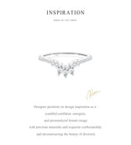 Delicate Chevron Silver AAAA Lab Created Diamond V-Shaped Water Droplet Ring