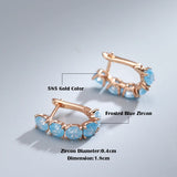 14K Gold Filled Frosted Blue AAA Zircon Crystals Drop Personality Earrings for Women
