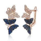 14 Karat Gold Filled AAA Zircon Crystals Unique Butterfly Dangle Luxury Earrings