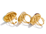 18K Gold Plated New Design Brown Green Beige Resin Geometric Stainless Steel Ring