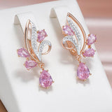 Amazing Shiny Filled 14K Rose Gold Water Drop AAA Zircon Crystals Long Dangle Earrings - Luxury Jewellery