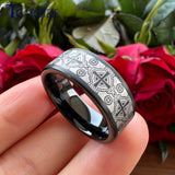 Laser Engraved Pipe Cut Brushed Finish 6MM 8MM Tungsten Wedding Men Women Rings