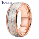 Arrow And White Meteorite Inlay 8MM Multicolor Tungsten Wedding Men Women Rings
