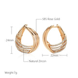 14K Gold Filled Trendy Twist Large Hoops Multilayer AAA Zircon Diamonds Earrings
