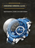 Luxury Brand New Stainless Steel Dual Display Quartz Wrist Watches - Waterproof Military Sports Watches for Men - The Jewellery Supermarket