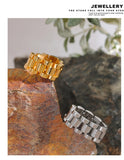 18K Gold Plated Stainless Steel Chain Finger  Personalized Metal Texture Charm Ring