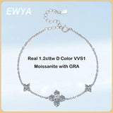 Real GRA Certified 1.2cttw D Colour Moissanite Diamond Hand Link Bracelet for Women Girl - Silver Fine Jewellery - The Jewellery Supermarket