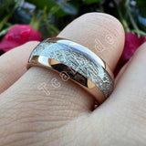 Bright Meteorite Inlay Tungsten Engagement Wedding Band Valentine's Day Gift Comfort Fit Jewellery for Men Women - The Jewellery Supermarket