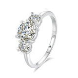 Marvelous 3 Stone Real Initial Luxury 18KGP Moissanite Diamonds Rings Engagement Silver Jewellery With Certificate